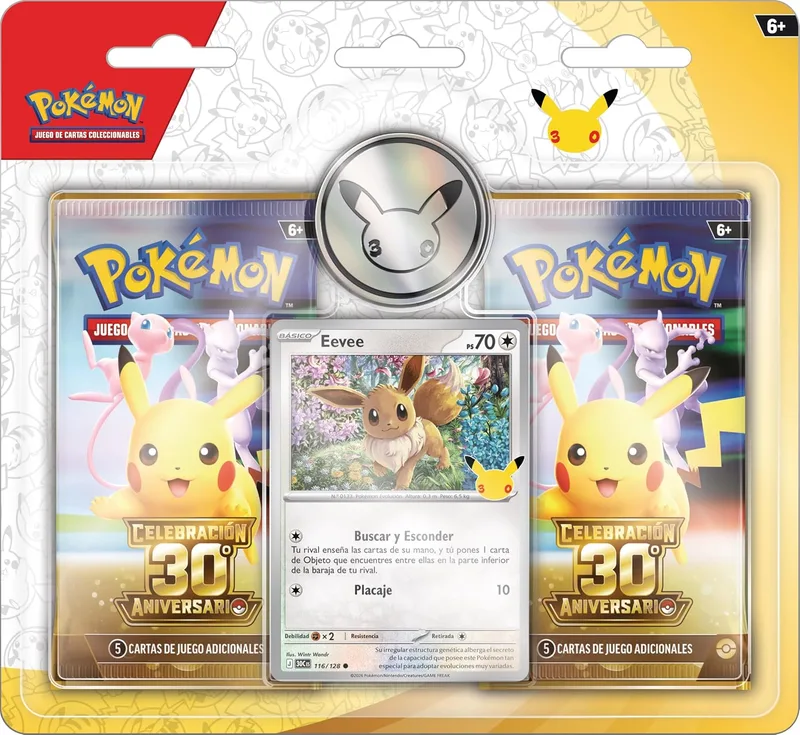 Blíster de 2 sobres Celebración 30.º Aniversario (carta de Eevee + moneda)