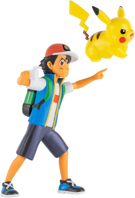 Figura de acción de Ash Ketchum (11 cm) con Pikachu (Jazwares)
