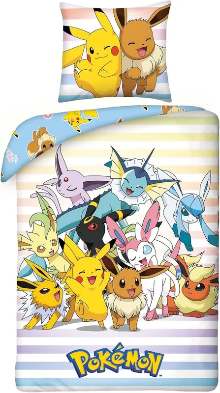 Funda nórdica Pokémon de algodón 140 × 200 cm con funda de almohada