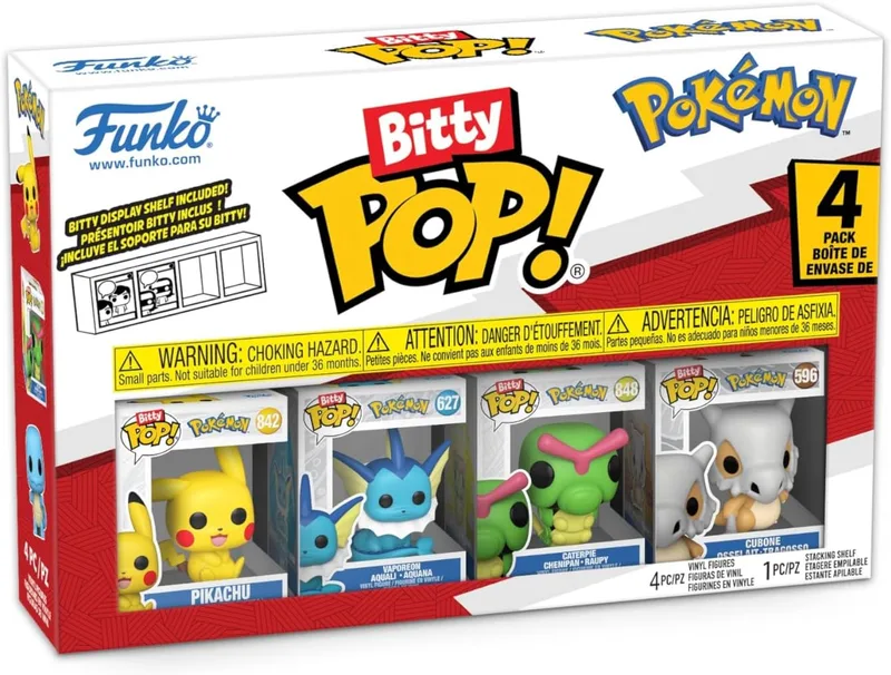Funko Bitty Pop! Pack de 4: Pikachu, Vaporeon, Caterpie y Cubone