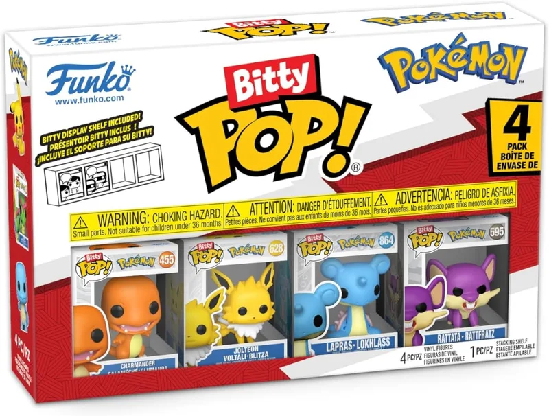 Funko Bitty Pop! Pokémon pack de 4 (Charmander, Jolteon, Lapras y Rattata)