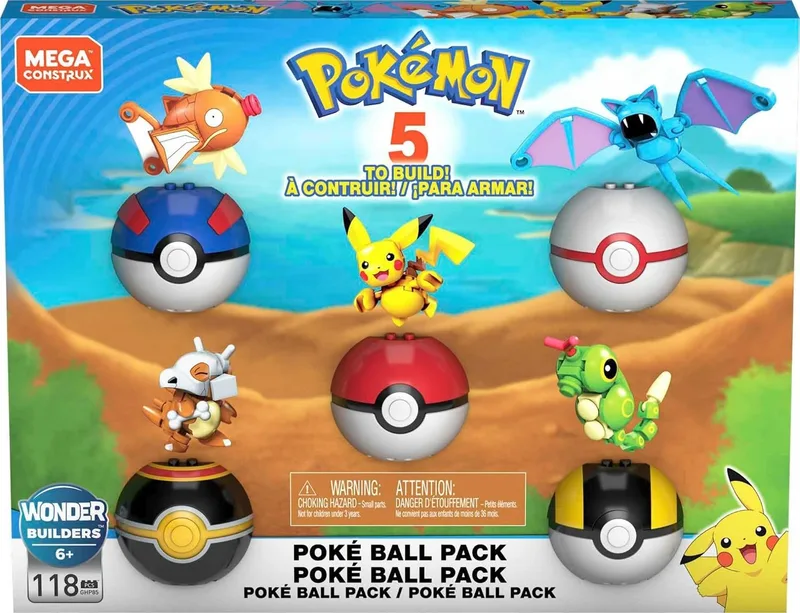 MEGA Construx Pack de 5 Poké Balls con figuras (118 piezas)