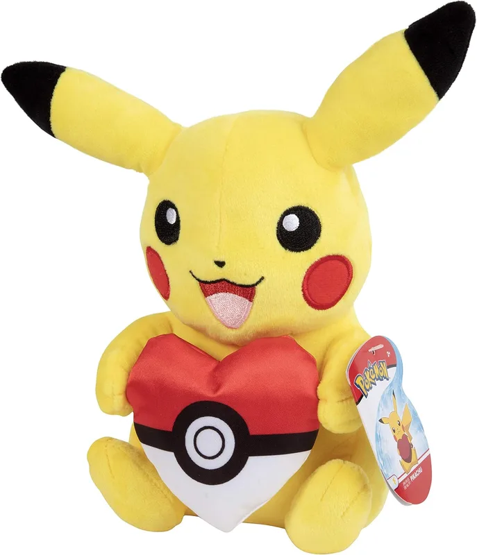 Peluche de Pikachu con corazón de Poké Ball 20 cm (Jazwares)